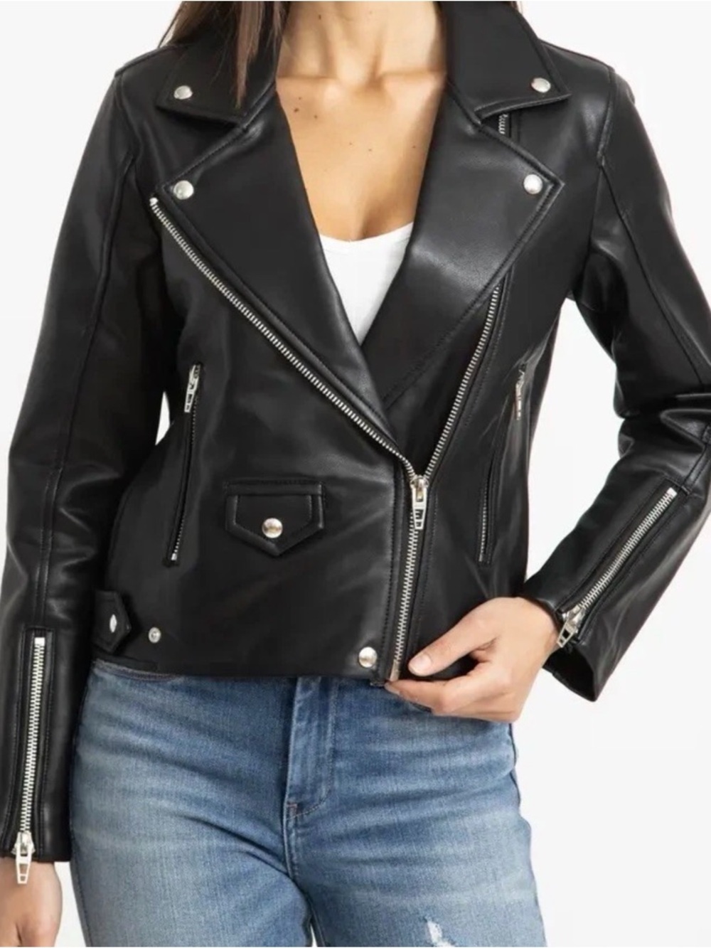 NWOT BLANKNYC Faux Leather Crop Moto Jacket - Aim High / Black - XS